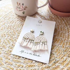 LOFT Rattan Tassel Statement Earrings